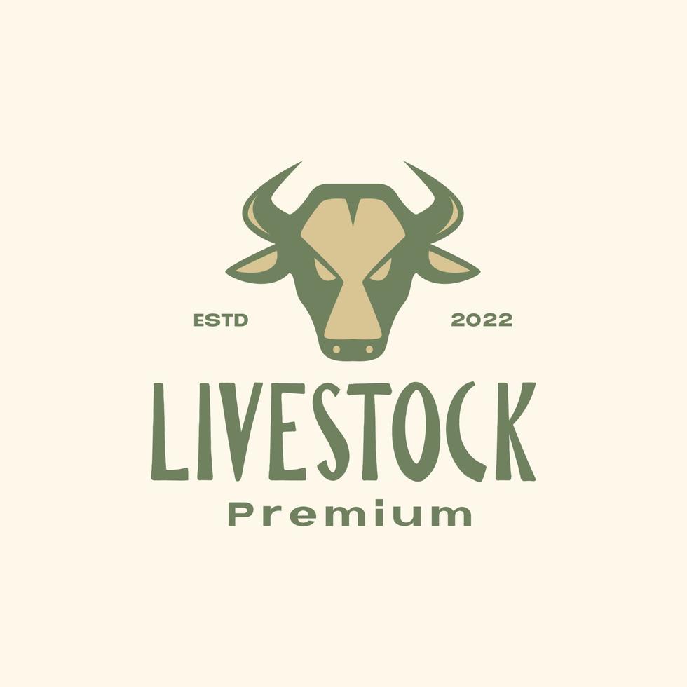 animale bestiame bestiame testa mucca corno Manzo carne colorato Vintage ▾ semplice logo design vettore