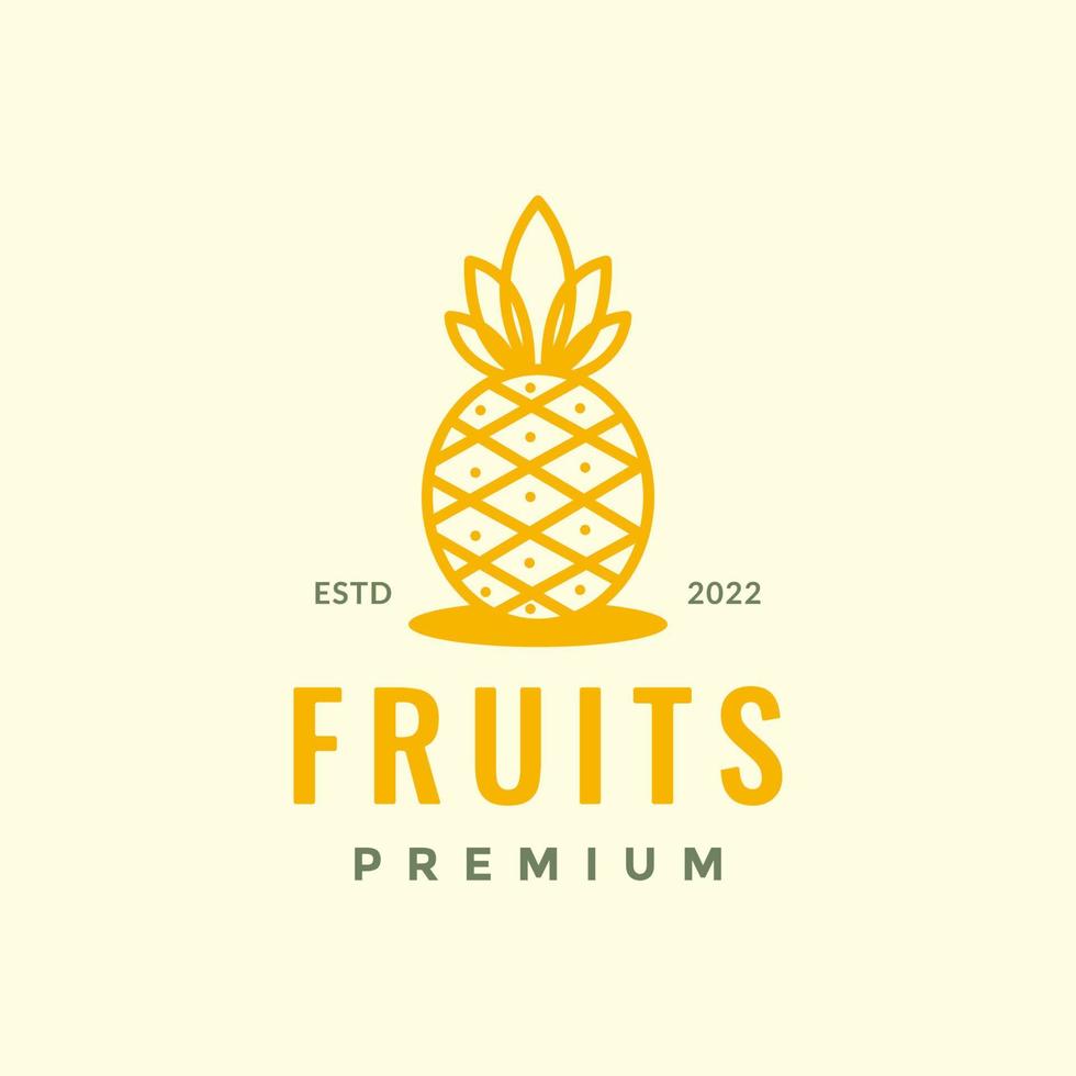 fresco frutta ananas succo poligonale linea minimo logo design vettore