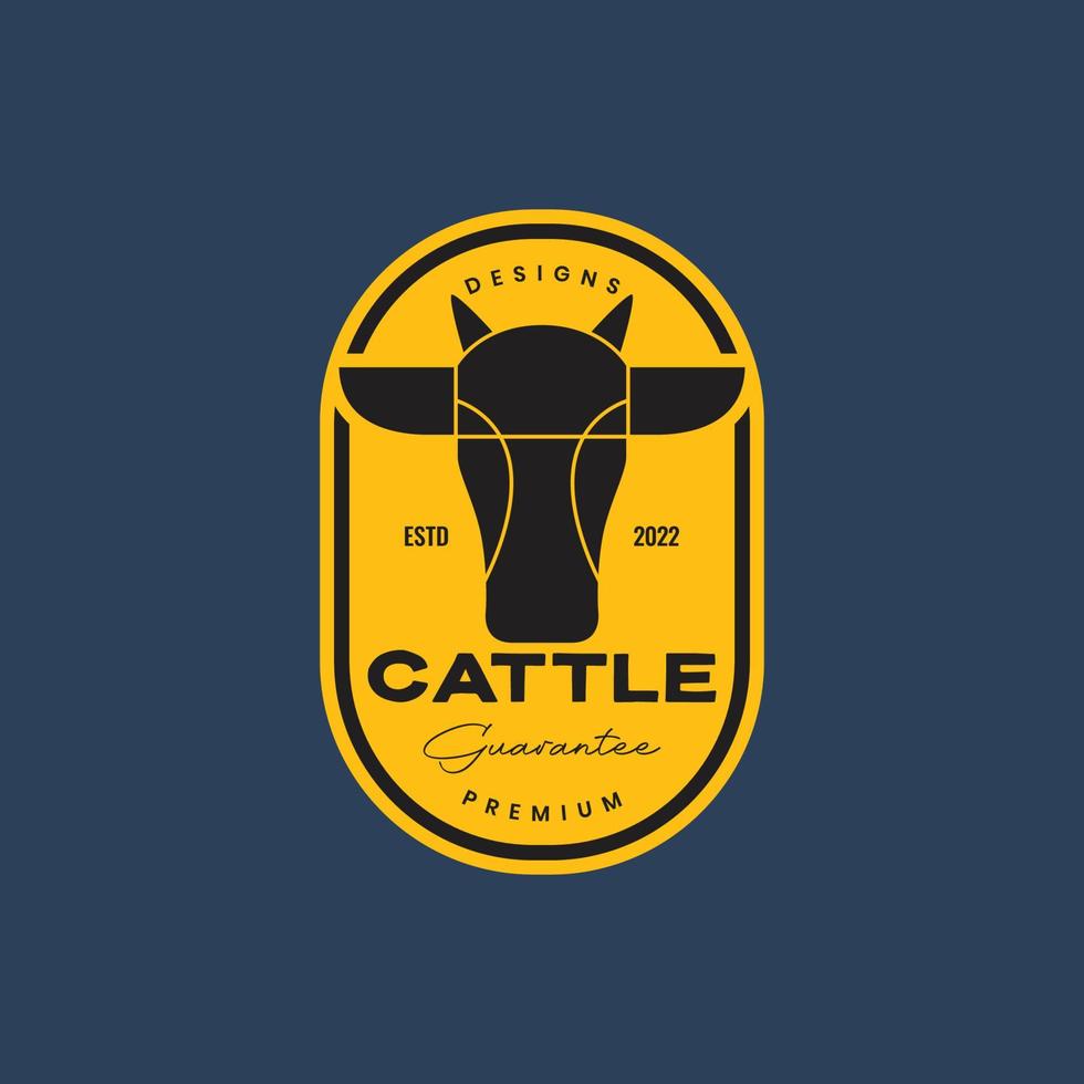 animale bestiame bestiame mucche testa latte Manzo geometrico distintivo Vintage ▾ logo design vettore
