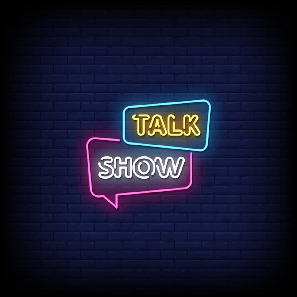 talk show insegne al neon stile testo vettoriale