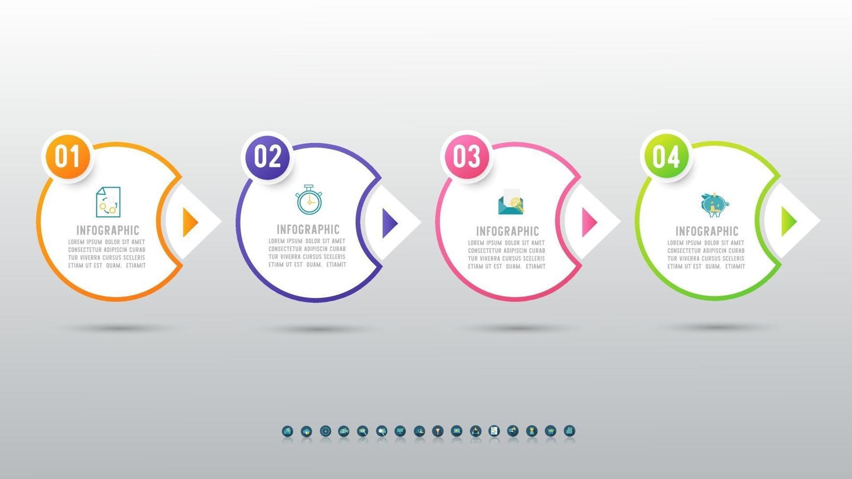 progettazione del modello di concetto di infografica con quattro passaggi. vettore