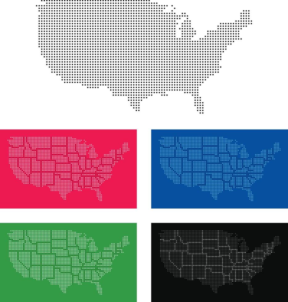 Stati Uniti d'America unito stati di America carta geografica punto modello vettore