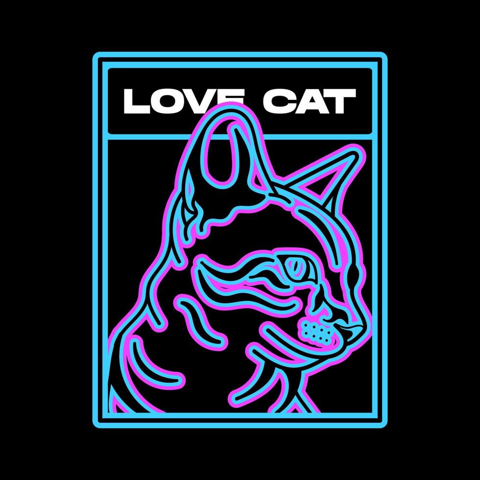 gatto vettore linea arte. neon linea gatto grafico design illustrazione