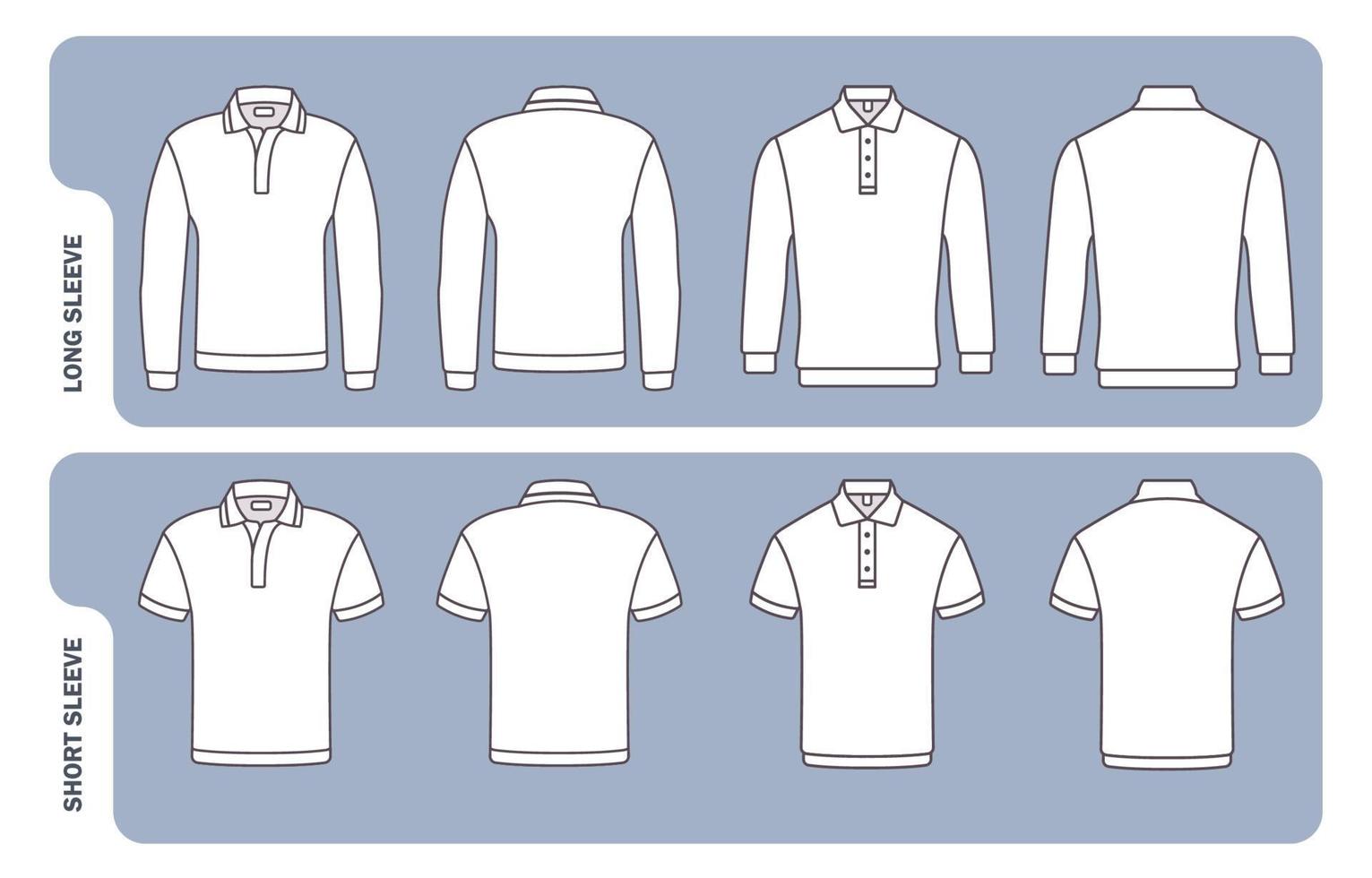 schema bianca polo camicia modello nel vario maniche vettore