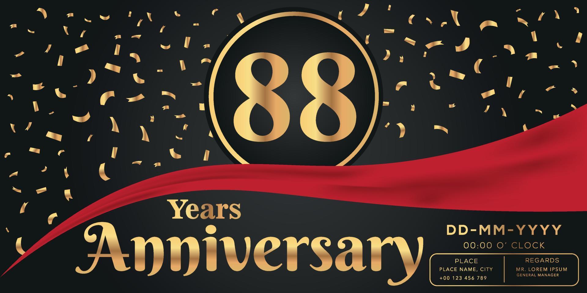 88 ° anni anniversario celebrazione logo su buio sfondo con d'oro numeri e d'oro astratto coriandoli vettore design