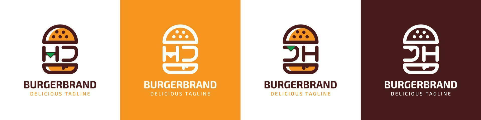 lettera hj e jh hamburger logo, adatto per qualunque attività commerciale relazionato per hamburger con hj o jh iniziali. vettore