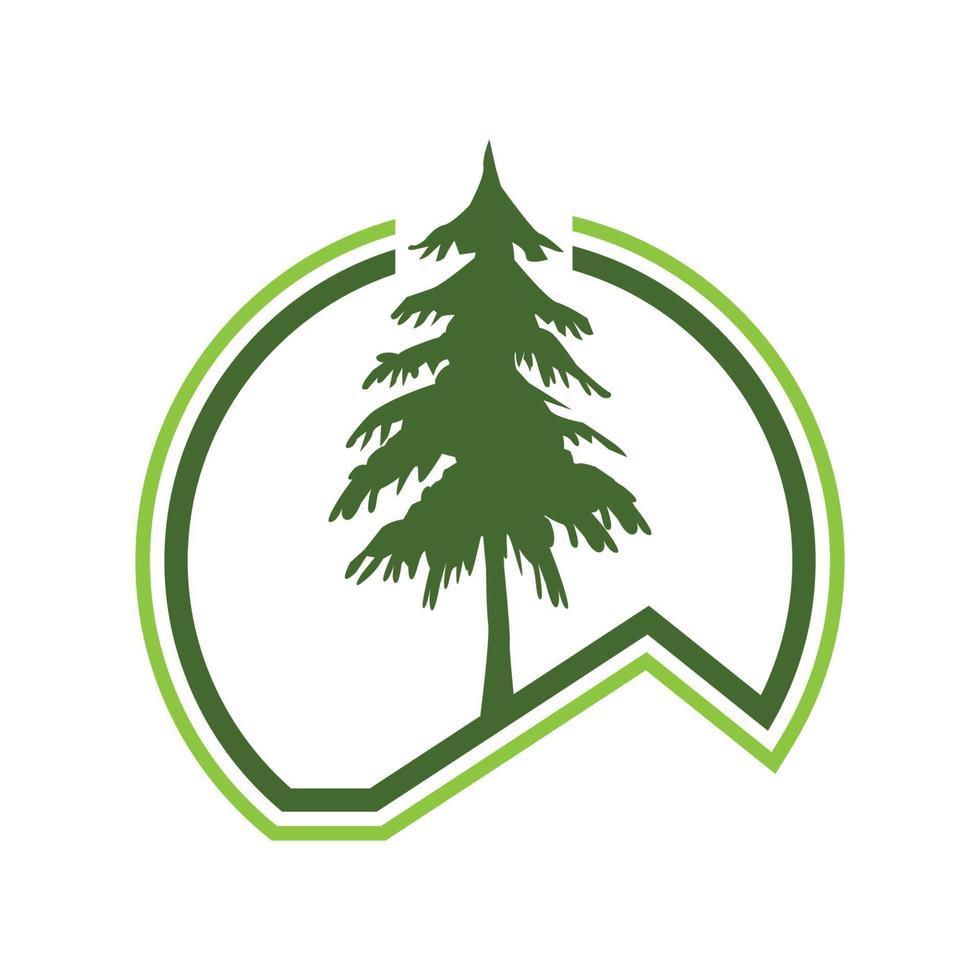 ispirazione per il design del logo dell'albero di pino vettore
