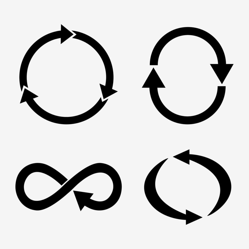 freccia e raccolta differenziata simboli. pointer segni su bianca sfondo. vettore illustrazione