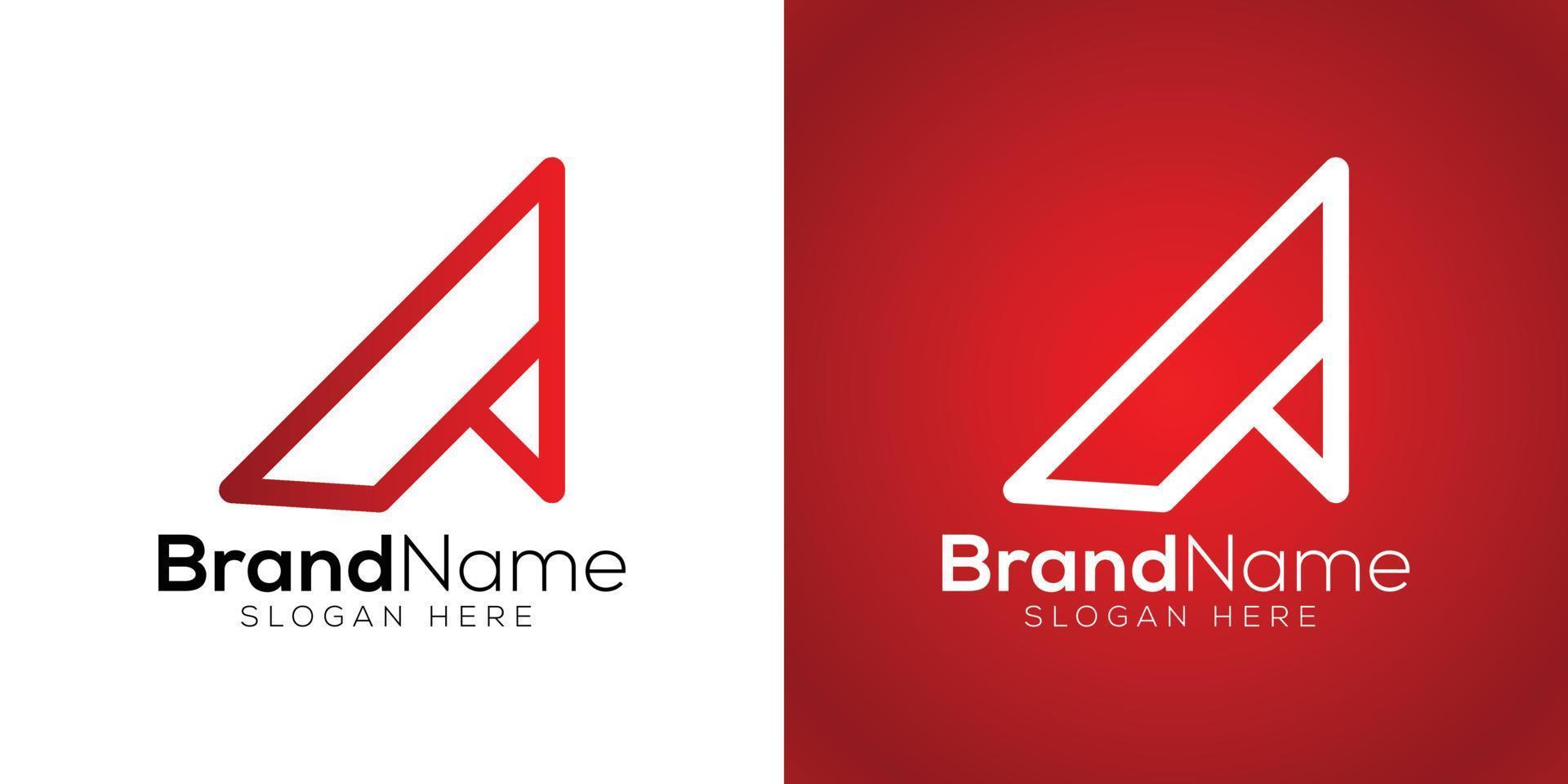 lettera un' logo design modello su bianca e rosso sfondo vettore