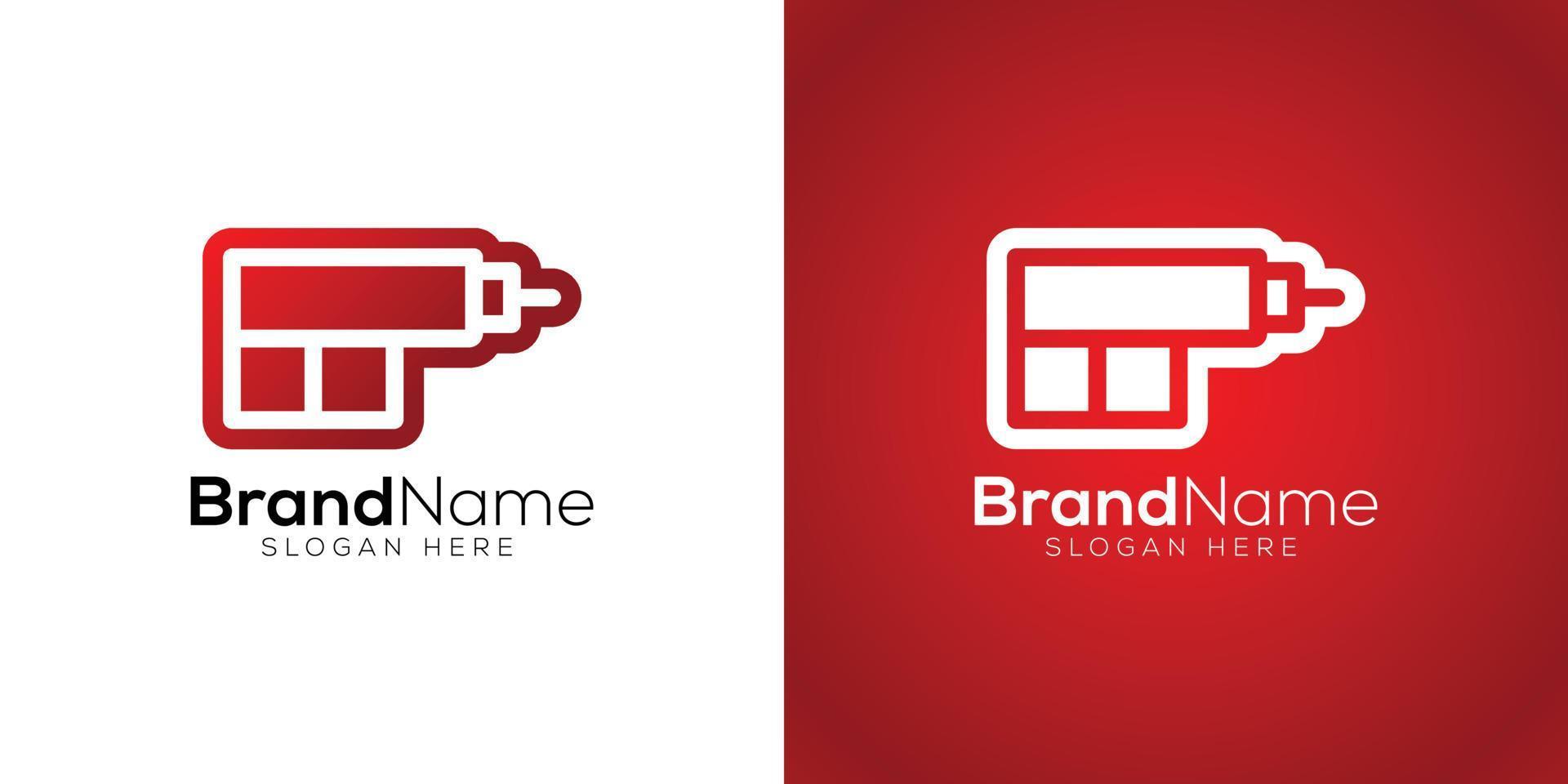 lettera o f perforazione macchina icona logo design modello su bianca e rosso sfondo vettore