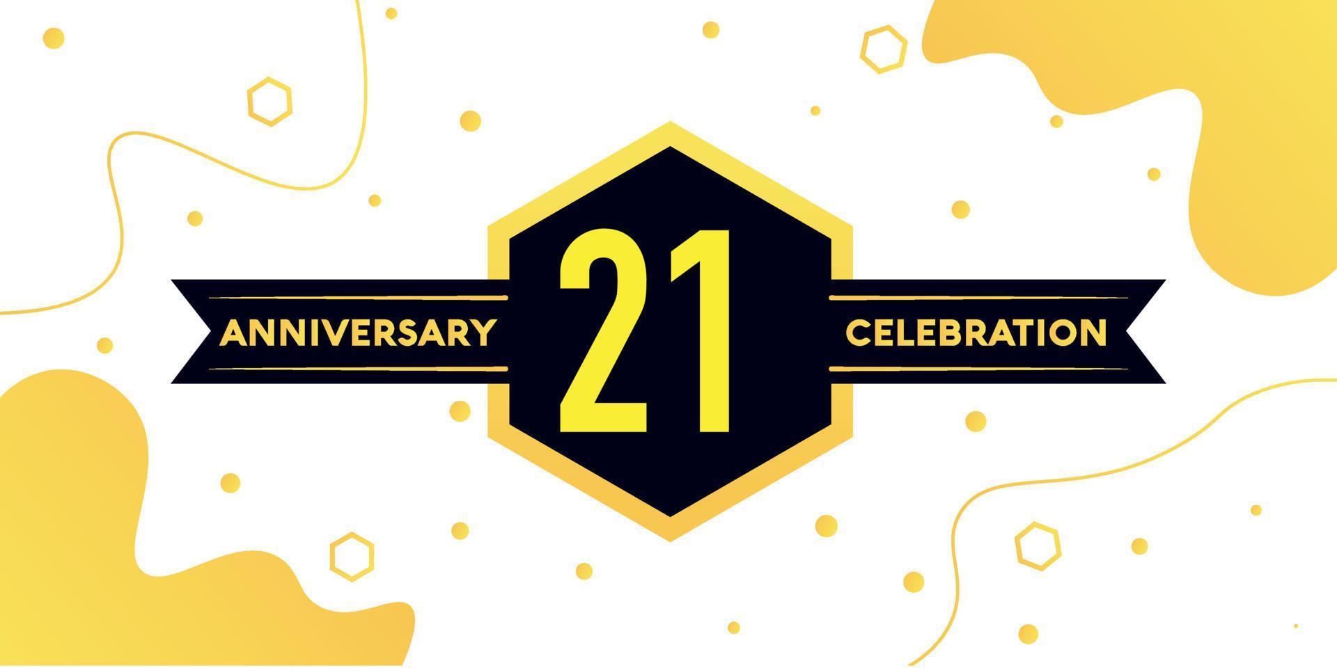 21 anni anniversario logo vettore design con giallo geometrico forma con nero e astratto design su bianca sfondo modello