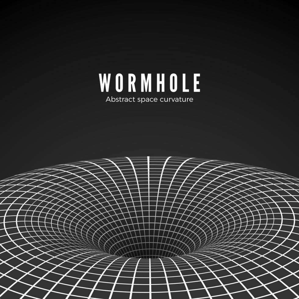 astratto nero buco o wormhole. fantascienza digitale illustrazione di portale anche se tempo e spazio. spazio curvatura - imbuto. vettore illustrazione