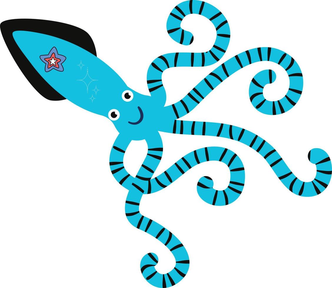 vettore cartone animato viola calamaro isolato