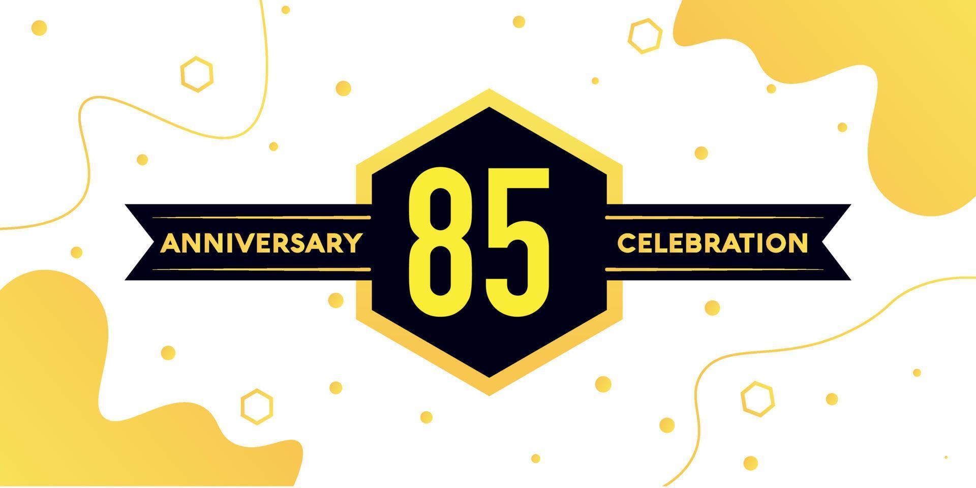 85 anni anniversario logo vettore design con giallo geometrico forma con nero e astratto design su bianca sfondo modello