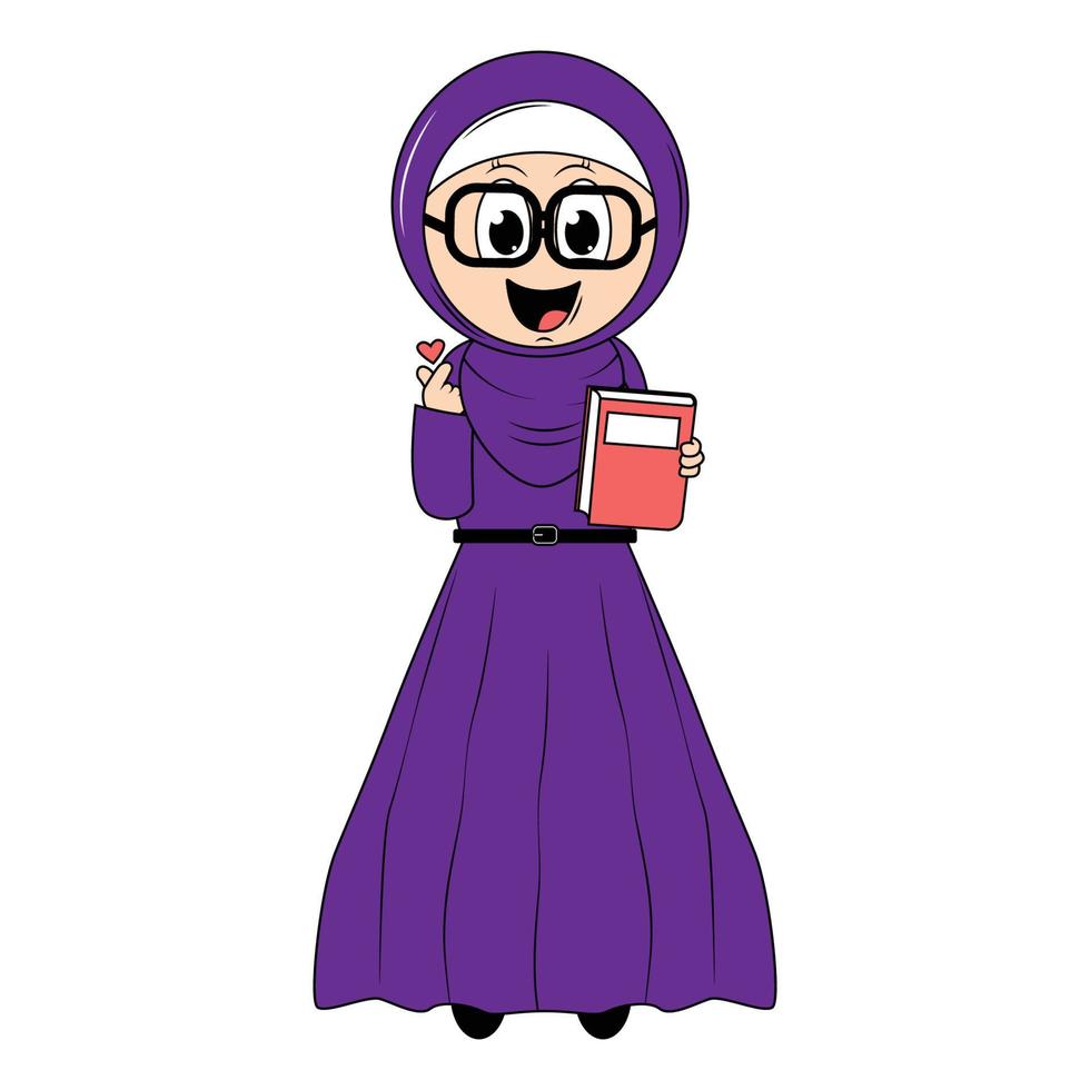 carino ragazza hijab cartone animato illustrazione vettore