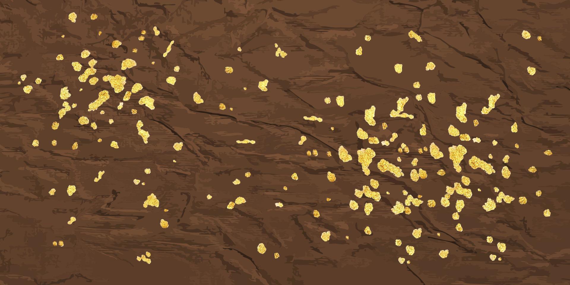 astratto Marrone cioccolato struttura di spiegazzato carta con d'oro schizzi, per sfondo e sfondo. vettore illustrazione.