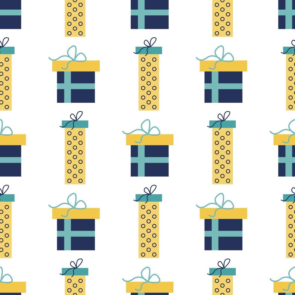 Vector seamless pattern di scatole regalo colorate, Capodanno, sfondo vacanza