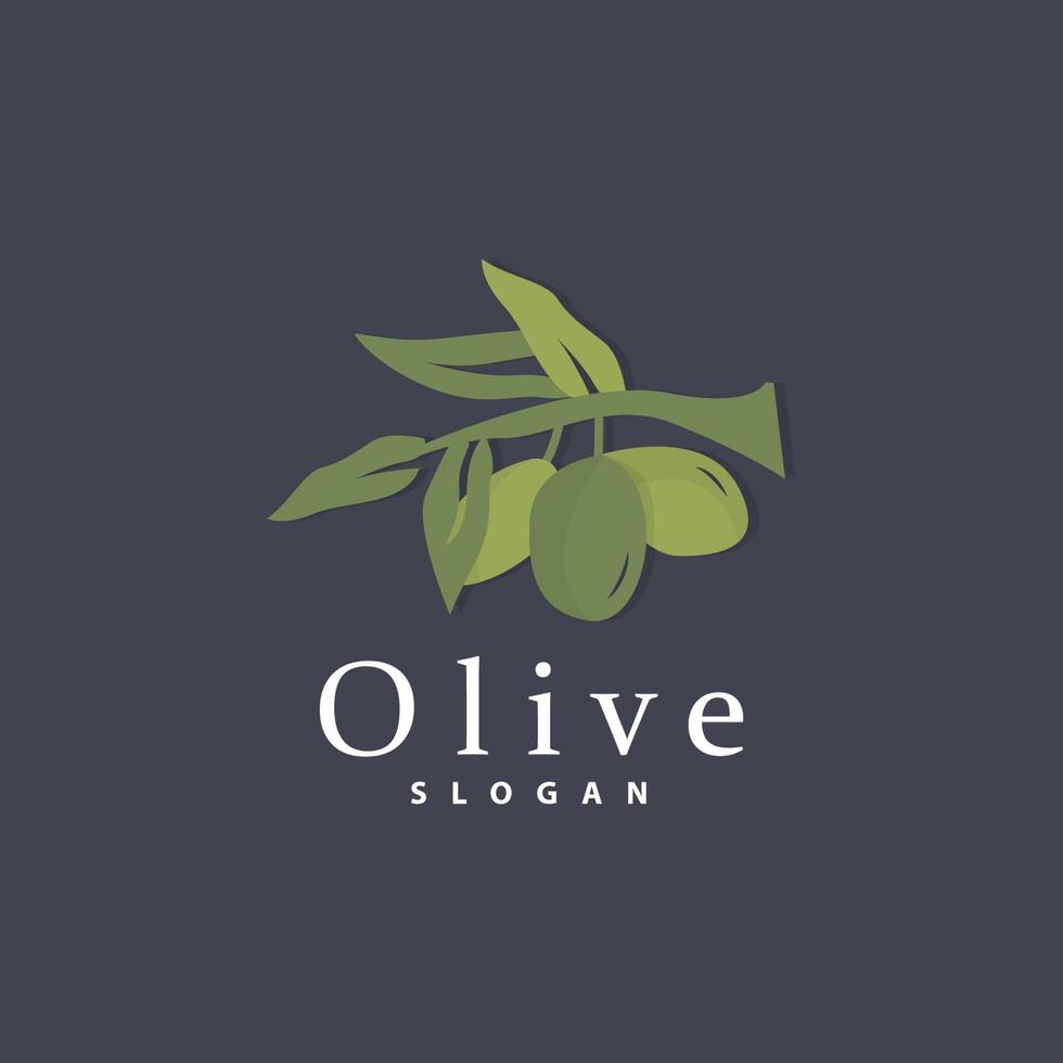 oliva olio logo, oliva foglia pianta erbaceo giardino vettore, semplice elegante lussuoso icona design modello illustrazione vettore