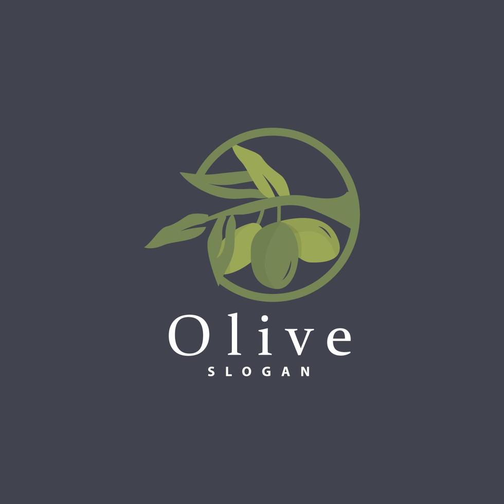 oliva olio logo, oliva foglia pianta erbaceo giardino vettore, semplice elegante lussuoso icona design modello illustrazione vettore