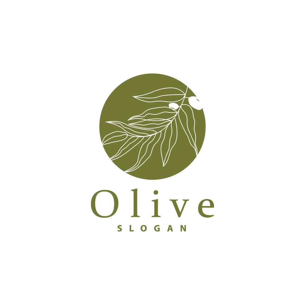 oliva olio logo, oliva foglia pianta erbaceo giardino vettore, semplice elegante lussuoso icona design modello illustrazione vettore