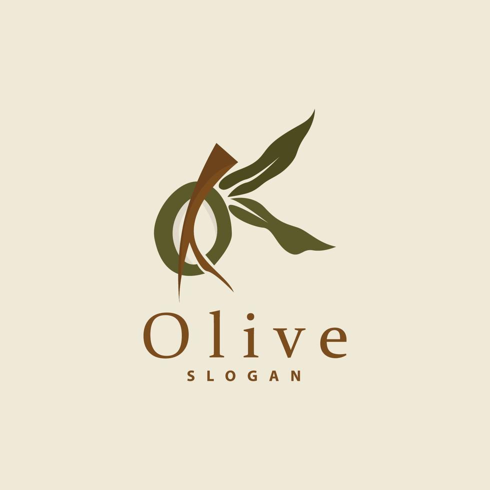 oliva olio logo, oliva foglia pianta erbaceo giardino vettore, semplice elegante lussuoso icona design modello illustrazione vettore