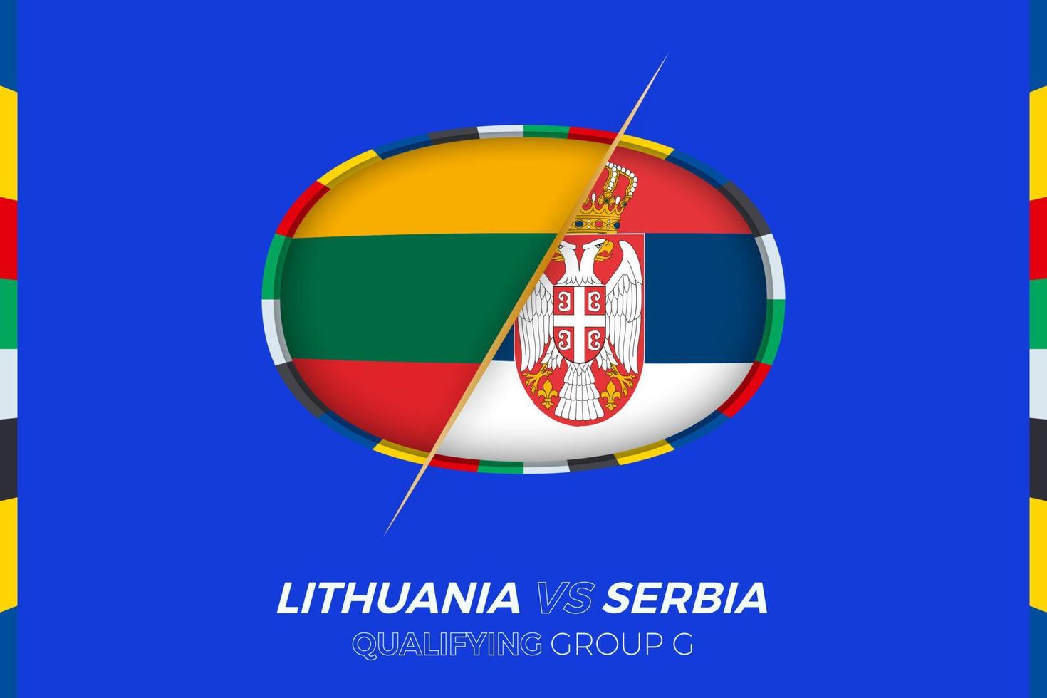 Lituania vs Serbia icona per europeo calcio torneo qualificazione, gruppo g. vettore