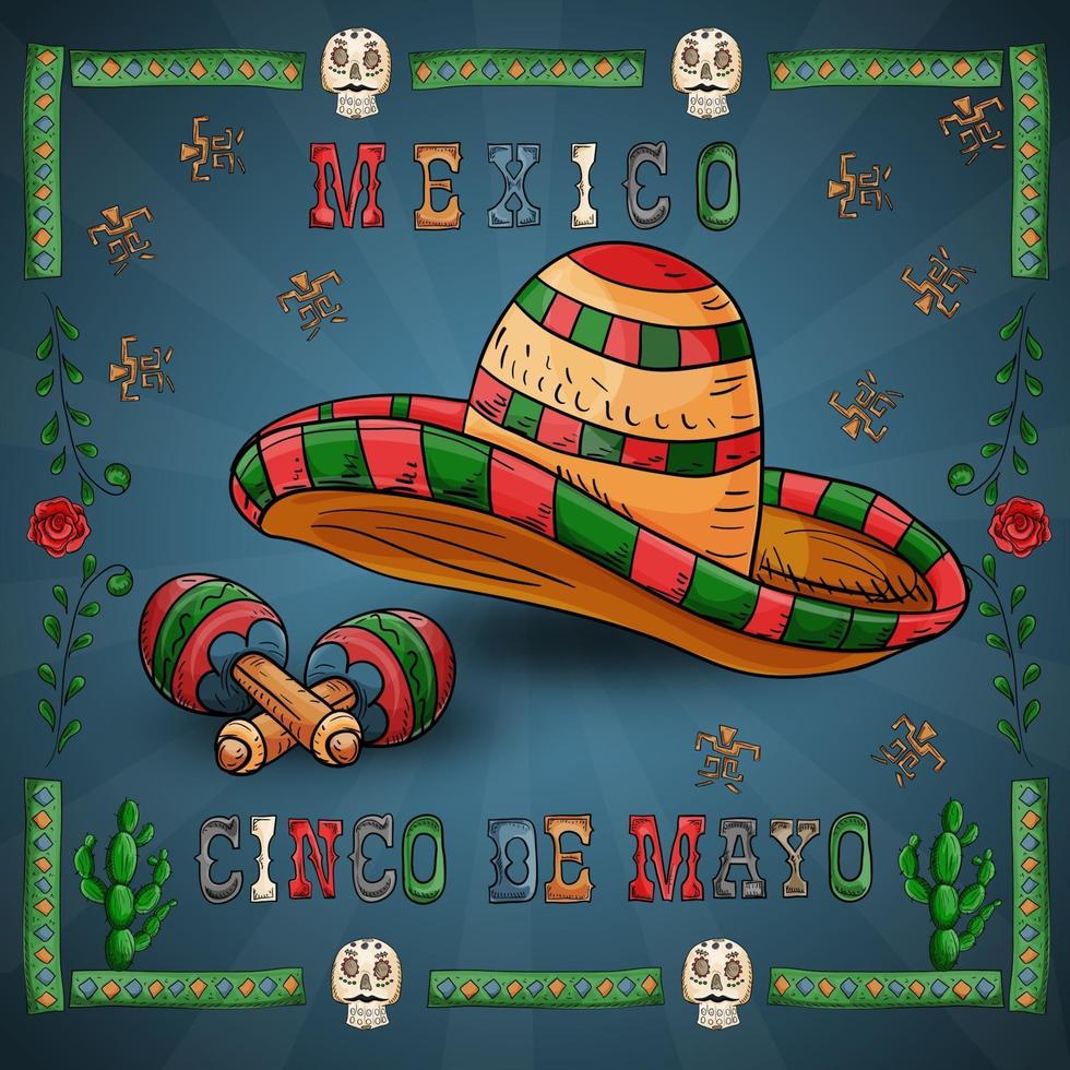 design illustrazione sul tema messicano della celebrazione del cinco de mayo vettore