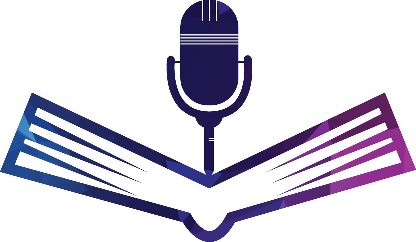 Podcast libro vettore logo design. formazione scolastica Podcast logo concetto.