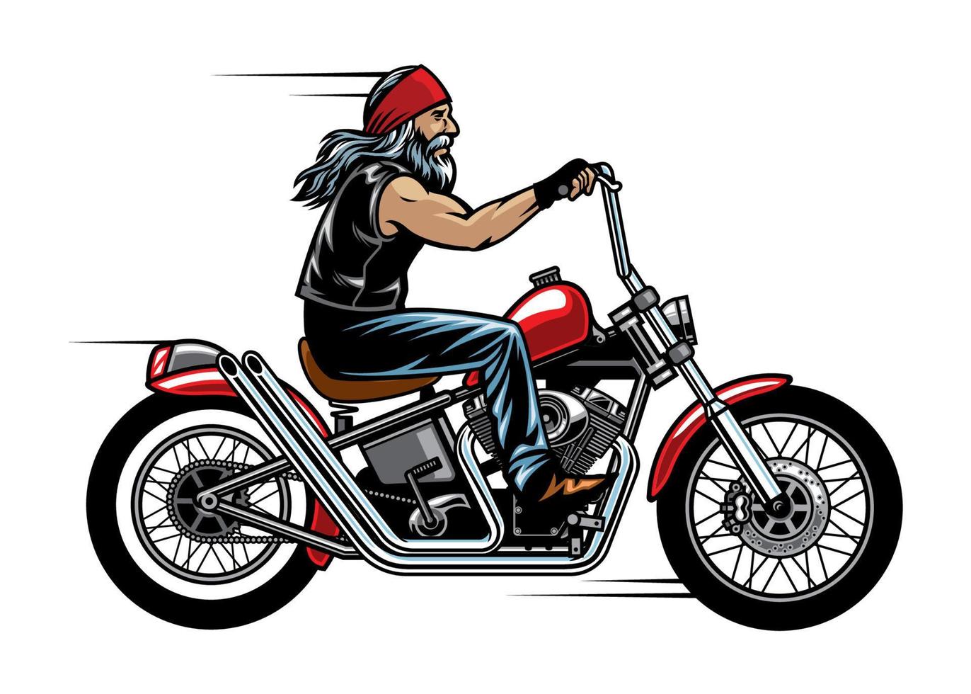 vecchio uomo motociclista equitazione mannaia motociclo vettore