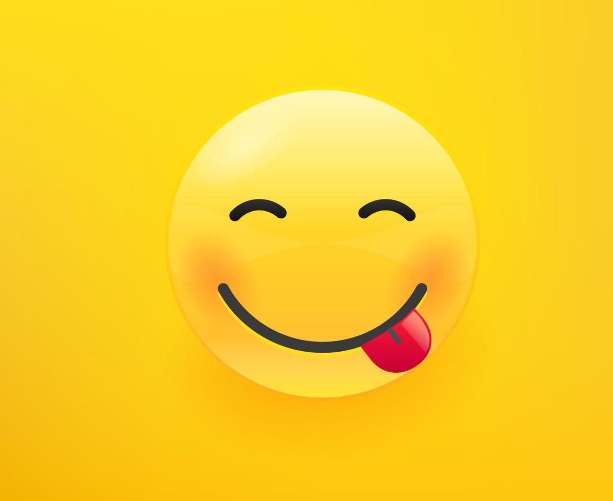 emoticon sorridente con la lingua. Illustrazione vettoriale modificabile in stile fumetto 3D