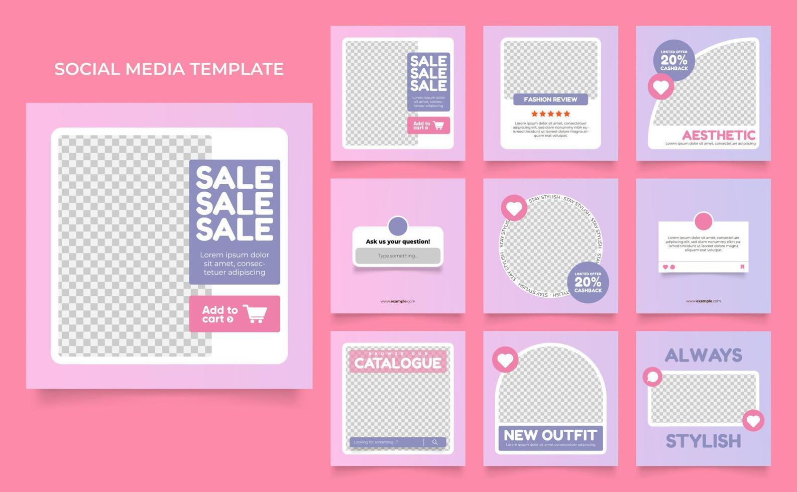 sociale media modello bandiera moda vendita promozione nel rosa colore vettore