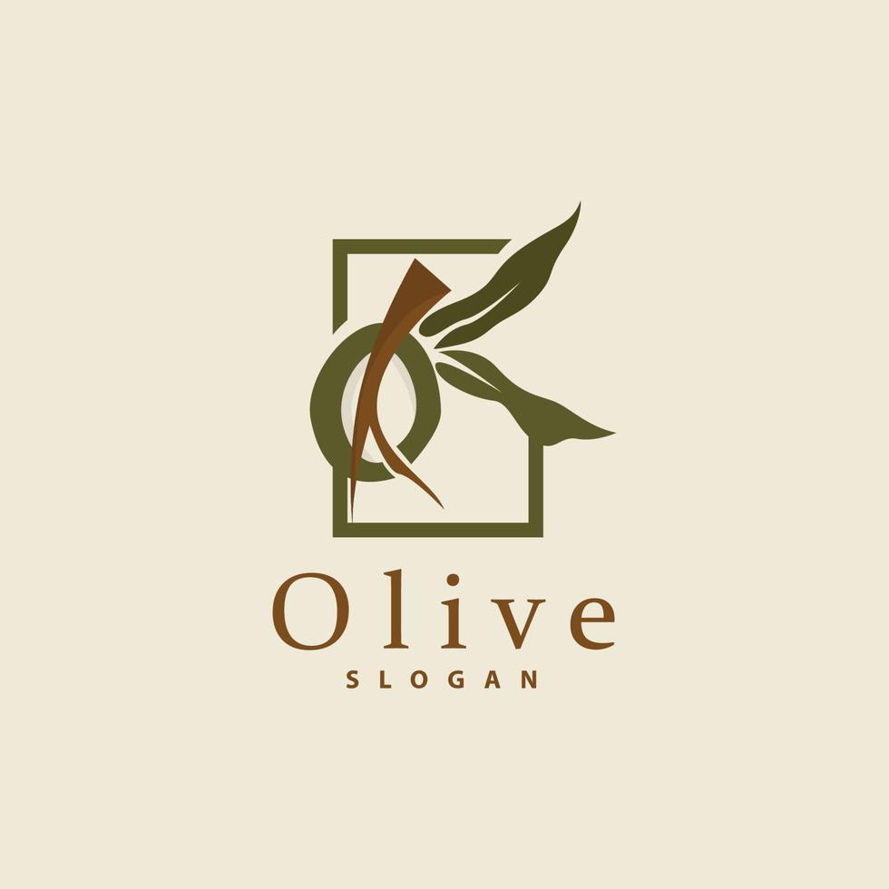 oliva olio logo, oliva foglia pianta erbaceo giardino vettore, semplice elegante lussuoso icona design modello illustrazione vettore