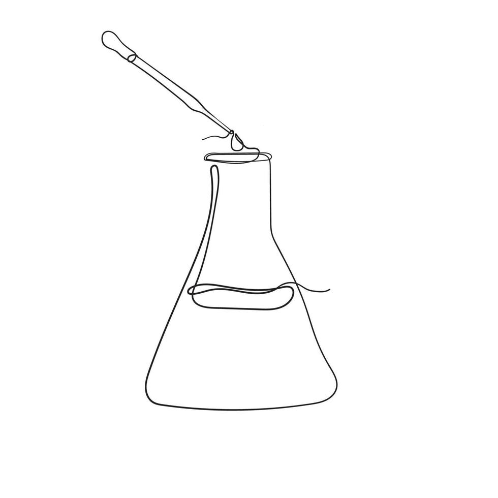 continuo linea disegno laboratorio bicchiere tubo illustrazione vettore