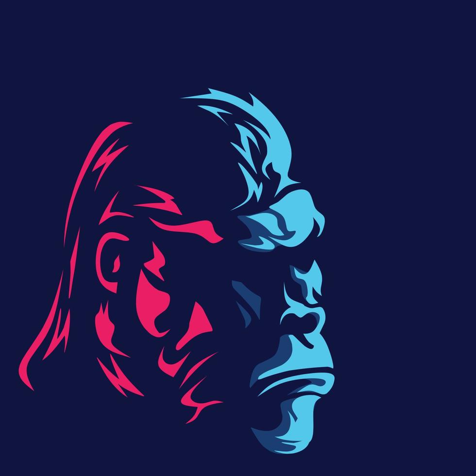gorilla minimalista logo. semplice vettore design. isolato con buio sfondo.