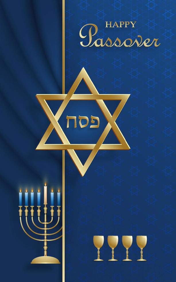 contento Pasqua ebraica carta, il pessah vacanza con simpatico e creativo ebraico simboli vettore