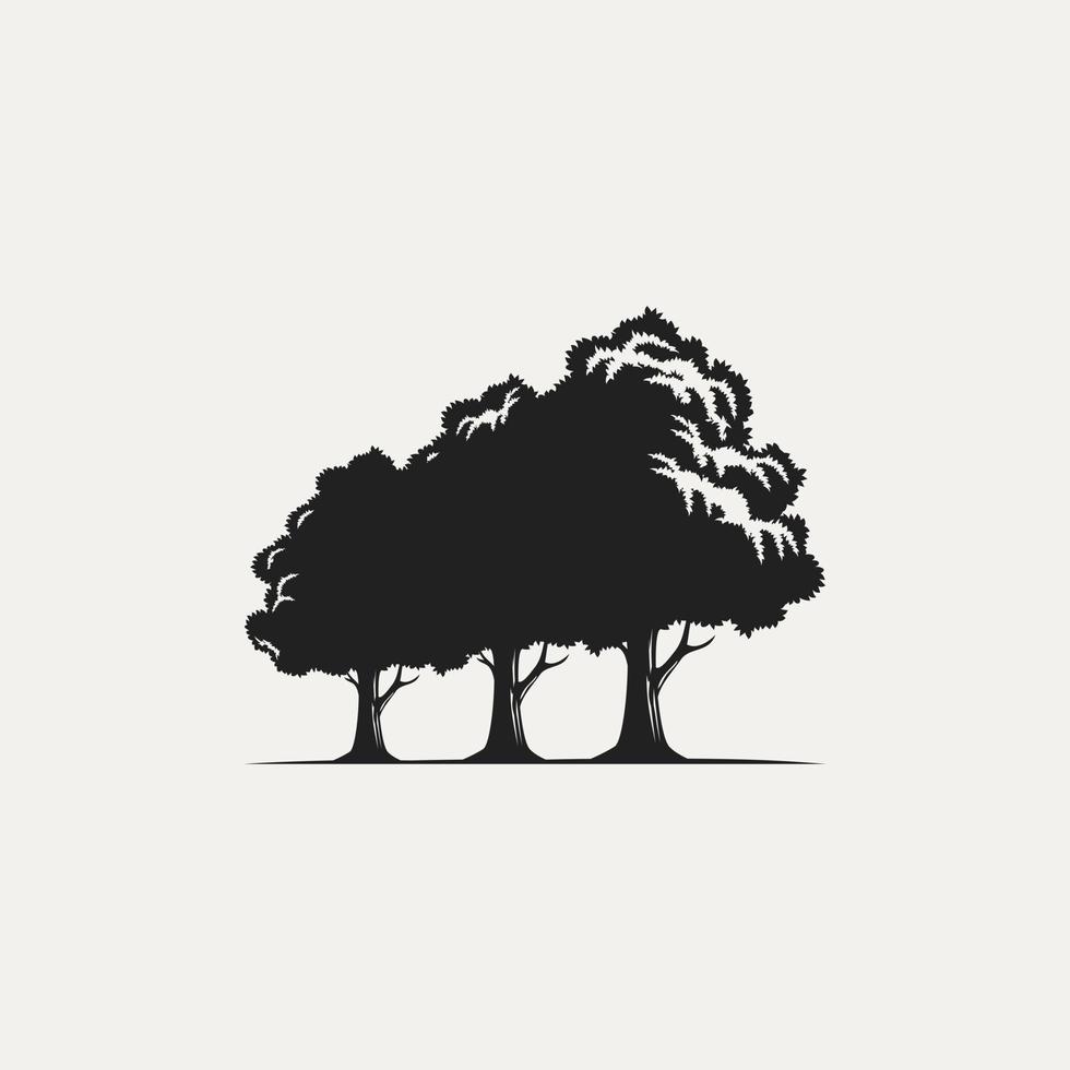 silhouette di tre unico alberi vettore