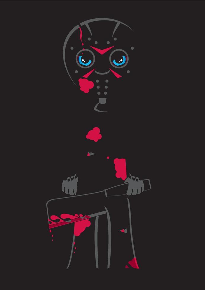 cartone animato pauroso hockey maschera slasher uccisore - spaventoso Halloween mostro illustrazione vettore