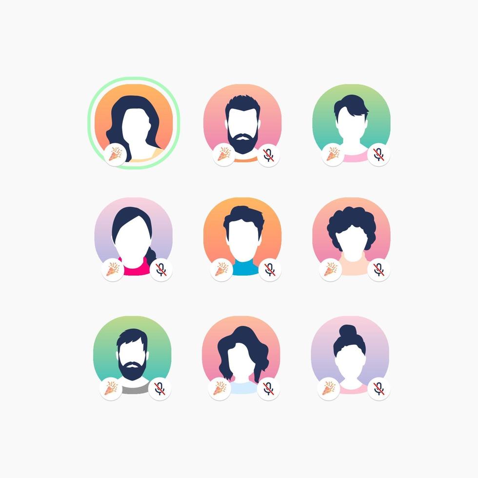 avatar dei membri sull'app dei social media. comunicazione in linea. chat audio con messaggi vocali. vettore