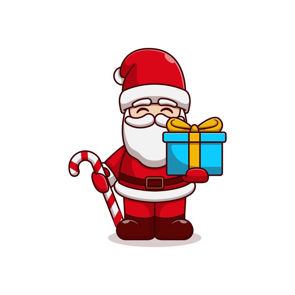 Santa Claus vettore illustrazione design Tenere caramella e regalo scatola