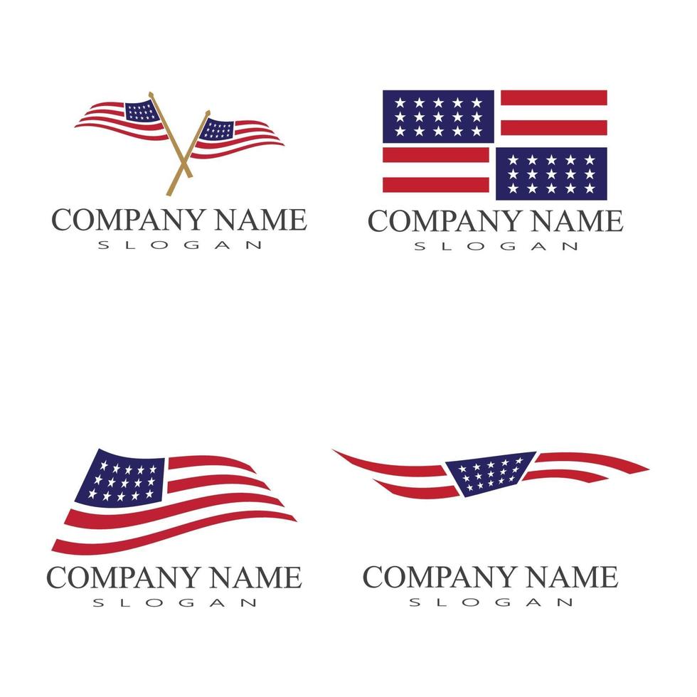 modello di progettazione dell'illustrazione dell'icona di vettore della bandiera americana