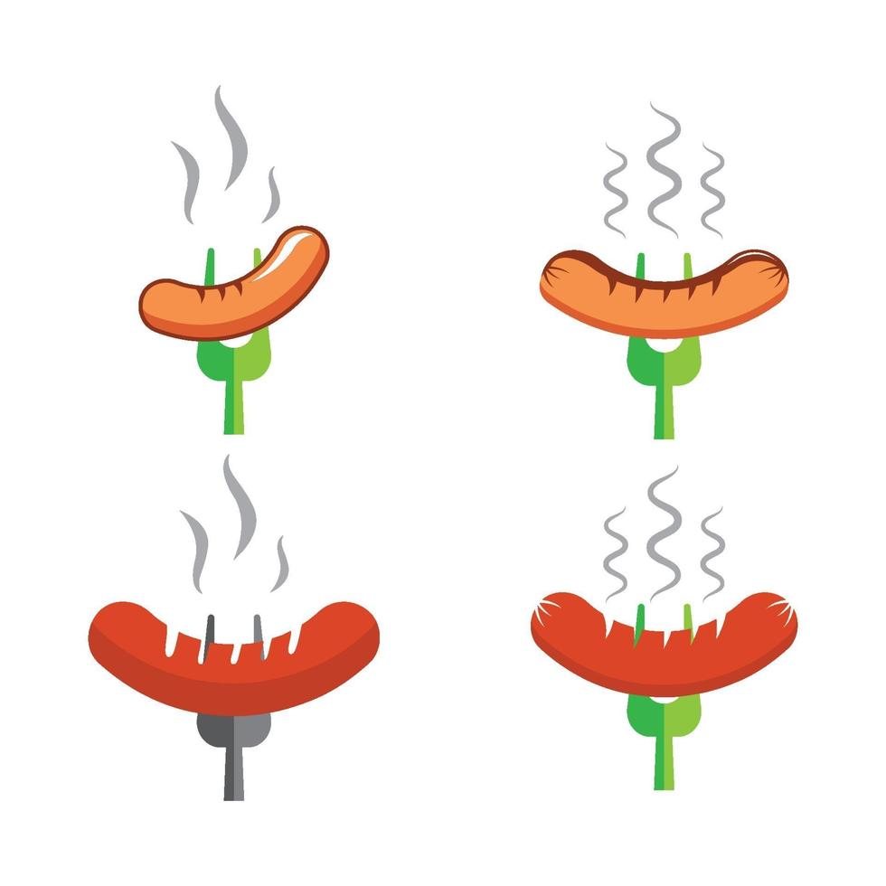 insieme dell'illustrazione di immagini di logo della salsiccia vettore
