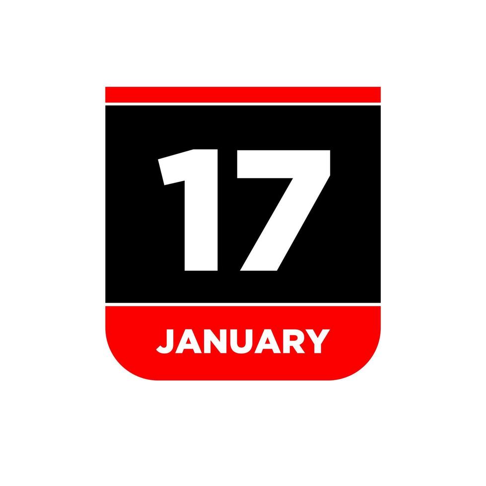 17 ° gennaio vettore calendario pagina. 17 jan icona.