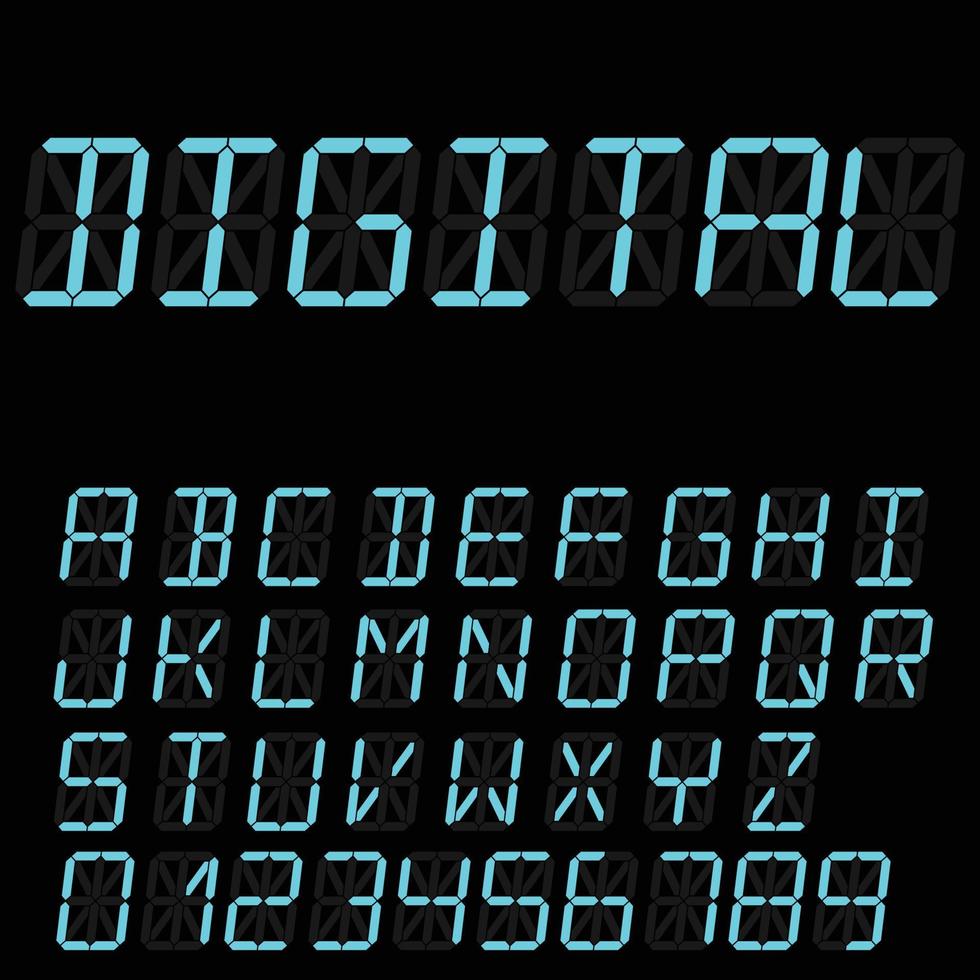 digitale font cartello. retrò alfabeto vettore