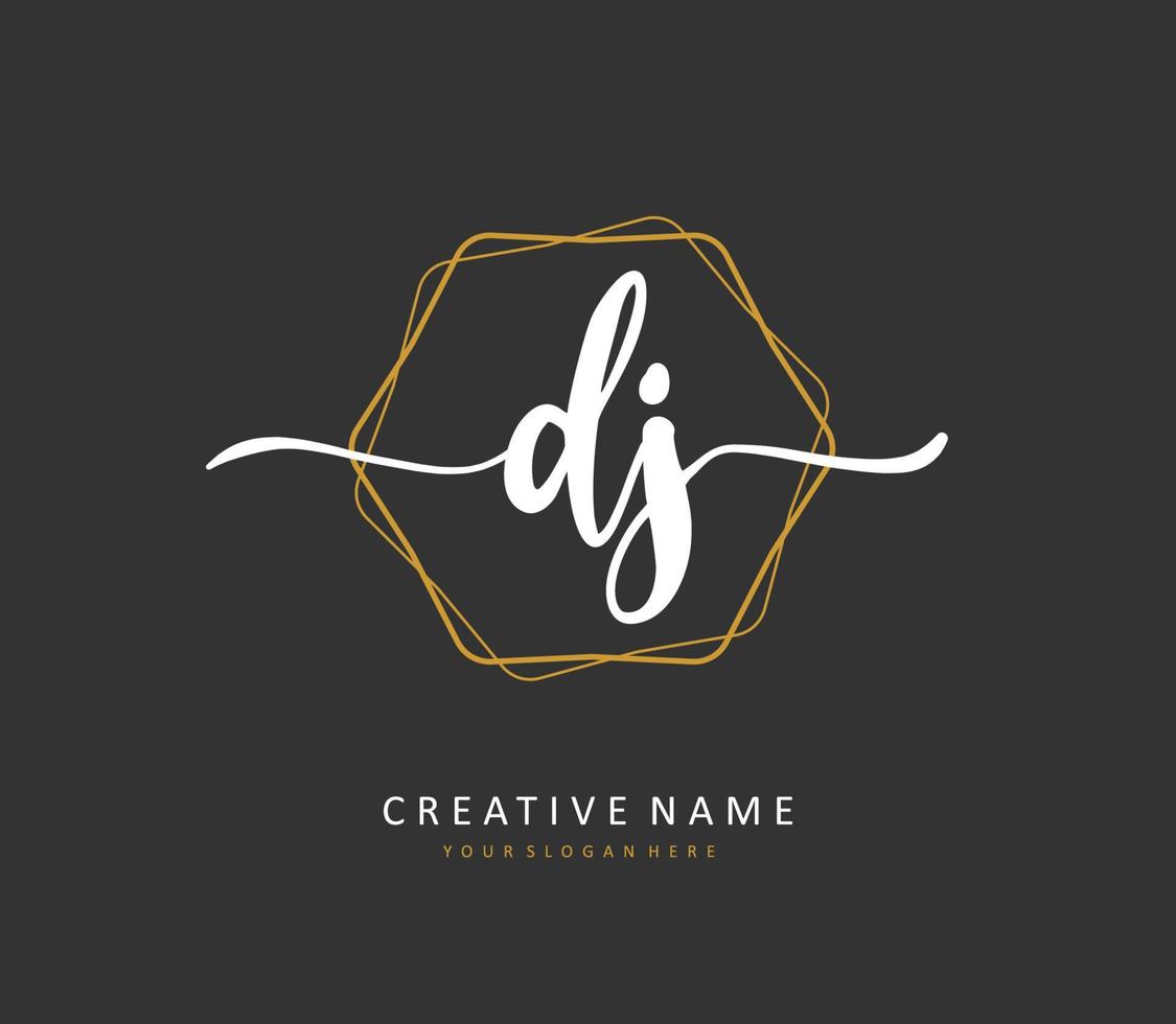 dj iniziale lettera grafia e firma logo. un' concetto grafia iniziale logo con modello elemento. vettore