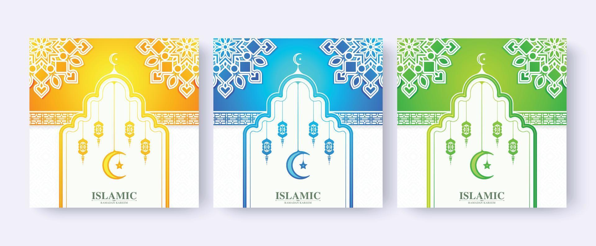 collezione di colorato Ramadan kareem sfondi vettore