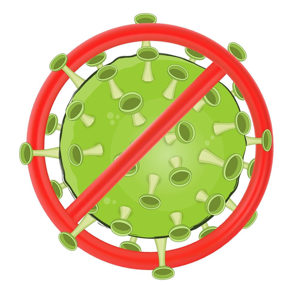 illustrazione vettoriale del coronavirus 2019 bloccato dal segnale di stop rosso isolato su sfondo bianco. fermare il concetto di coronavirus