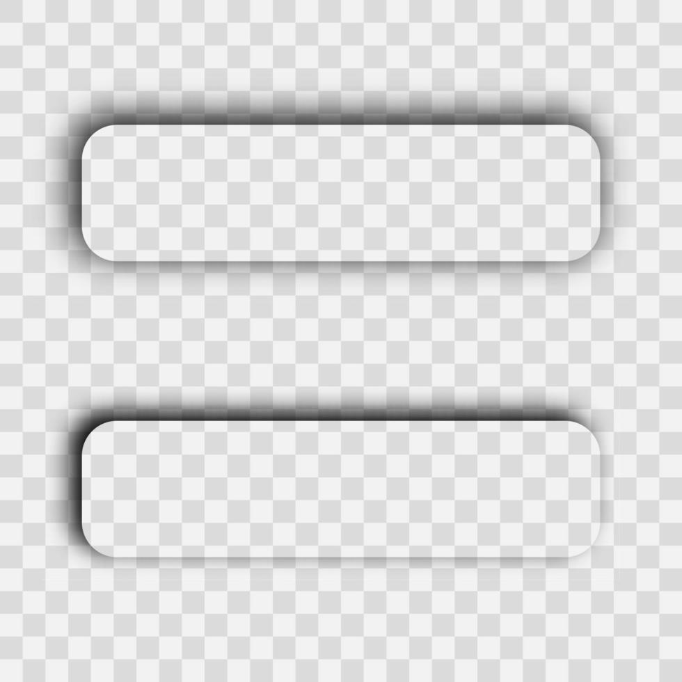 buio realistico ombra. impostato di Due rettangoli con arrotondato angoli ombre isolato su trasparente sfondo. vettore illustrazione.
