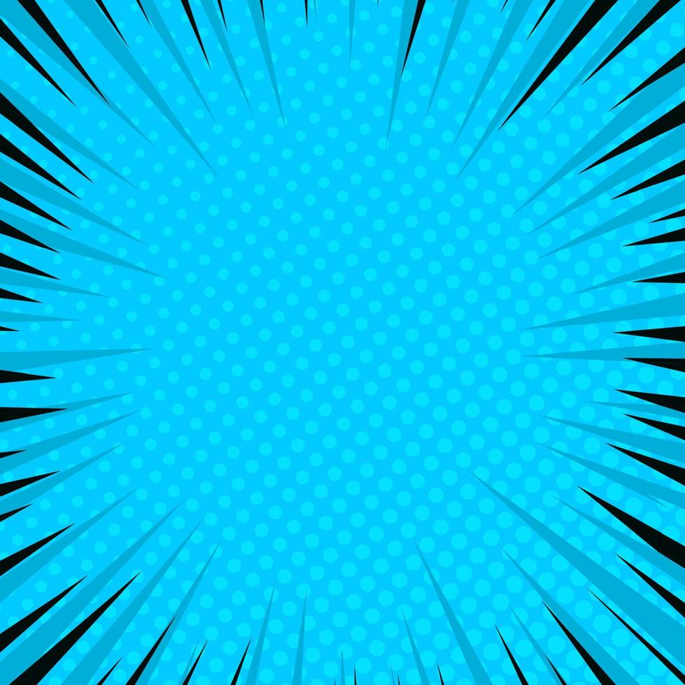 blu comico libro pagina sfondo nel pop arte stile con vuoto spazio. modello con raggi, puntini e mezzitoni effetto struttura. vettore illustrazione