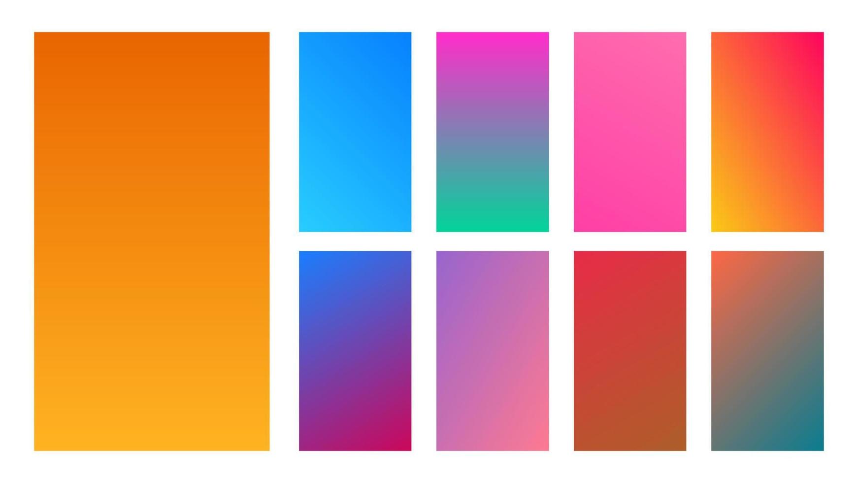 impostato di nove colorato pendenza sfondi. collezione di gradienti per smartphone schermo e mobile app. vettore illustrazione.