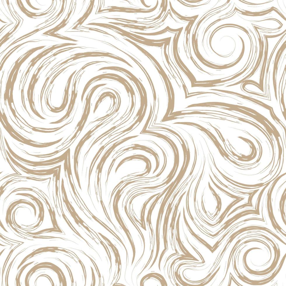 Reticolo senza giunte astratto di vettore in colori pastello da linee strappate sotto forma di spirali di anelli e riccioli. texture per la decorazione di tessuti o involucri in colore beige isolato su priorità bassa bianca.